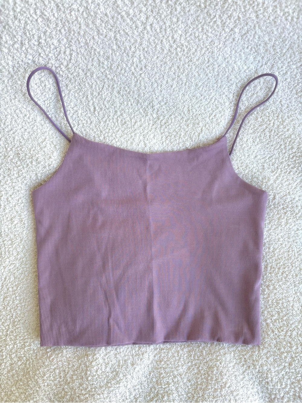 Round Neck Spaghetti Straps Rib Knit Cropped Top